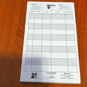 New Hooters ordering pad